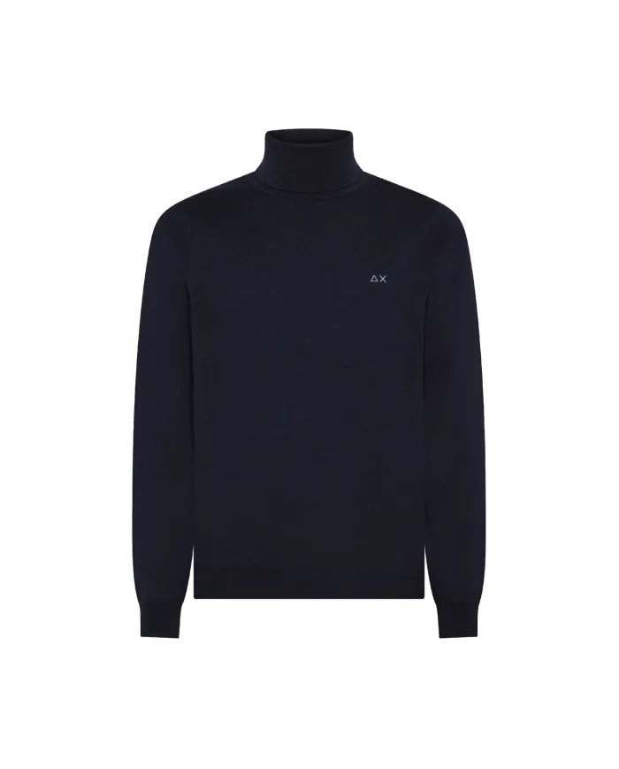 SUN68 Dolcevita Uomo K45106 TURTLE SWEATER BAS AI 25/26 lana con logo ricamato 07 NAVY BLUE SUN68 Dolcevita Uomo K45106 TURTLE SWEATER BAS AI 25/26 lana con logo ricamato 07 NAVY BLUE