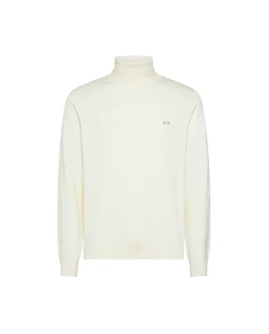 SUN68 Dolcevita Uomo K45106 TURTLE SWEATER BAS AI 25/26 lana con logo ricamato 31 BIANCO PANNA SUN68 Dolcevita Uomo K45106 TURTLE SWEATER BAS AI 25/26 lana con logo ricamato 31 BIANCO PANNA