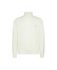 SUN68 Dolcevita Uomo K45106 TURTLE SWEATER BAS AI 25/26 lana con logo ricamato 31 BIANCO PANNA