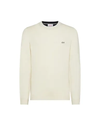 SUN68 Maglia Uomo K45110 SWEATER WARM AI 25/26 lana regular con ricamo logato 31 BIANCO PANNA SUN68 Maglia Uomo K45110 SWEATER WARM AI 25/26 lana regular con ricamo logato 31 BIANCO PANNA