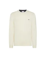 SUN68 Maglia Uomo K45110 SWEATER WARM AI 25/26 lana regular con ricamo logato 31 BIANCO PANNA