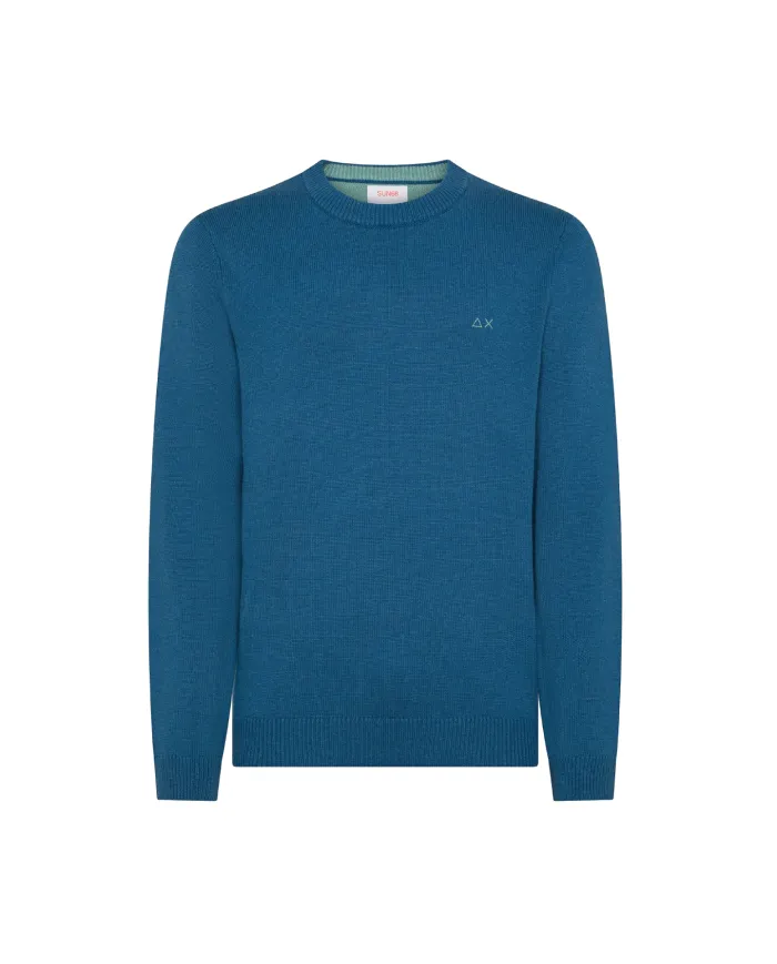SUN68 Maglia Uomo K45110 SWEATER WARM AI 25/26 lana regular con ricamo logato 80 AVIO SCURO SUN68 Maglia Uomo K45110 SWEATER WARM AI 25/26 lana regular con ricamo logato 80 AVIO SCURO
