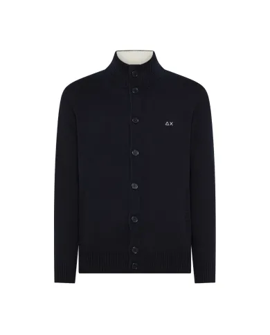 SUN68 Cardigan Uomo K45111 CARDIGAN BUTTONS AI 25/26 lana con tasche laterali 07 NAVY BLUE SUN68 Cardigan Uomo K45111 CARDIGAN BUTTONS AI 25/26 lana con tasche laterali 07 NAVY BLUE