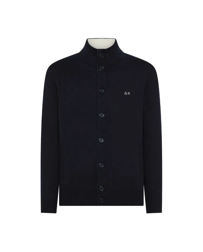 SUN68 Cardigan Uomo K45111 CARDIGAN BUTTONS AI 25/26 lana con tasche laterali 07 NAVY BLUE SUN68 Cardigan Uomo K45111 CARDIGAN BUTTONS AI 25/26 lana con tasche laterali 07 NAVY BLUE