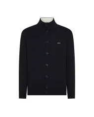 SUN68 Cardigan Uomo K45111 CARDIGAN BUTTONS AI 25/26 lana con tasche laterali 07 NAVY BLUE