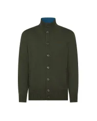 SUN68 Cardigan Uomo K45111 CARDIGAN BUTTONS AI 25/26 lana con tasche laterali 74 MILITARE scuro