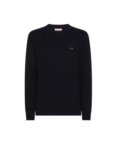SUN68 Maglia Uomo K45133 SWEATER ENGLISH RI AI 25/26 lana lavorato a costine 07 NAVY BLUE SUN68 Maglia Uomo K45133 SWEATER ENGLISH RI AI 25/26 lana lavorato a costine 07 NAVY BLUE