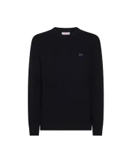 SUN68 Maglia Uomo K45133 SWEATER ENGLISH RI AI 25/26 lana lavorato a costine 07 NAVY BLUE