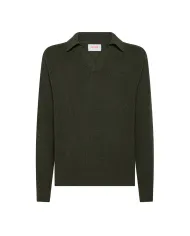 SUN68 Maglia Uomo K45134 POLO SWEATER ENGLI AI 25/26 lana stile polo 74 MILITARE scuro