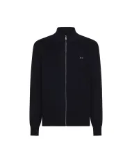 SUN68 Cardigan Uomo K45135 TRACK ZIP SWEATER AI 25/26 lana con chiusura a zip 07 NAVY BLUE
