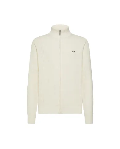 SUN68 Cardigan Uomo K45135 TRACK ZIP SWEATER AI 25/26 lana con chiusura a zip 31 BIANCO PANNA SUN68 Cardigan Uomo K45135 TRACK ZIP SWEATER AI 25/26 lana con chiusura a zip 31 BIANCO PANNA
