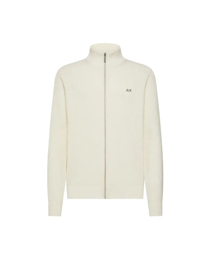 SUN68 Cardigan Uomo K45135 TRACK ZIP SWEATER AI 25/26 lana con chiusura a zip 31 BIANCO PANNA SUN68 Cardigan Uomo K45135 TRACK ZIP SWEATER AI 25/26 lana con chiusura a zip 31 BIANCO PANNA