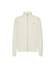 SUN68 Cardigan Uomo K45135 TRACK ZIP SWEATER AI 25/26 lana con chiusura a zip 31 BIANCO PANNA