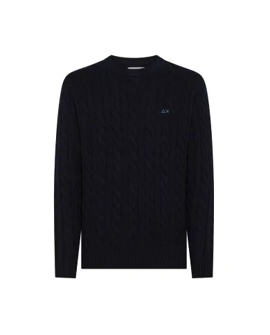 SUN68 Maglia Uomo K45138 SWEATER CABLE KNIT AI 25/26 lana con motivo a treccia 07 NAVY BLUE SUN68 Maglia Uomo K45138 SWEATER CABLE KNIT AI 25/26 lana con motivo a treccia 07 NAVY BLUE