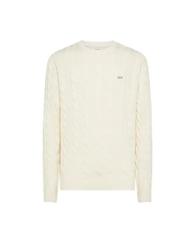 SUN68 Maglia Uomo K45138 SWEATER CABLE KNIT AI 25/26 lana con motivo a treccia 31 BIANCO PANNA SUN68 Maglia Uomo K45138 SWEATER CABLE KNIT AI 25/26 lana con motivo a treccia 31 BIANCO PANNA