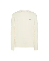 SUN68 Maglia Uomo K45138 SWEATER CABLE KNIT AI 25/26 lana con motivo a treccia 31 BIANCO PANNA