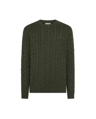 SUN68 Maglia Uomo K45138 SWEATER CABLE KNIT AI 25/26 lana con motivo a treccia 74 MILITARE scuro SUN68 Maglia Uomo K45138 SWEATER CABLE KNIT AI 25/26 lana con motivo a treccia 74 MILITARE scuro