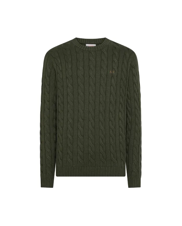 SUN68 Maglia Uomo K45138 SWEATER CABLE KNIT AI 25/26 lana con motivo a treccia 74 MILITARE scuro SUN68 Maglia Uomo K45138 SWEATER CABLE KNIT AI 25/26 lana con motivo a treccia 74 MILITARE scuro