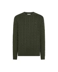 SUN68 Maglia Uomo K45138 SWEATER CABLE KNIT AI 25/26 lana con motivo a treccia 74 MILITARE scuro
