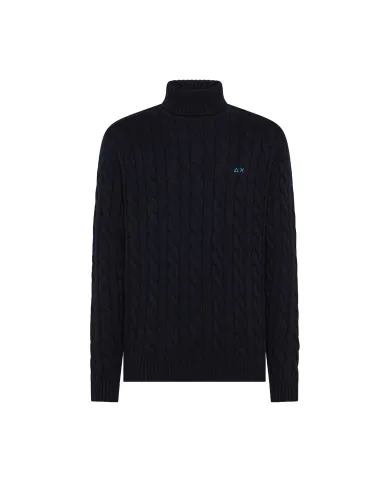 SUN68 Dolcevita Uomo K45139 TURTLE SWEATER CAB AI 25/26 lana regular con motivo a treccia 07 NAVY BLUE SUN68 Dolcevita Uomo K45139 TURTLE SWEATER CAB AI 25/26 lana regular con motivo a treccia 07 NAVY BLUE