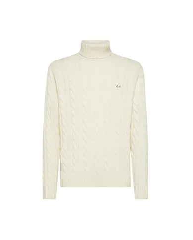 SUN68 Dolcevita Uomo K45139 TURTLE SWEATER CAB AI 25/26 lana regular con motivo a treccia 31 BIANCO PANNA SUN68 Dolcevita Uomo K45139 TURTLE SWEATER CAB AI 25/26 lana regular con motivo a treccia 31 BIANCO PANNA