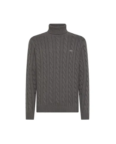 SUN68 Dolcevita Uomo K45139 TURTLE SWEATER CAB AI 25/26 lana regular con motivo a treccia 47 GRIGIO SCURO SUN68 Dolcevita Uomo K45139 TURTLE SWEATER CAB AI 25/26 lana regular con motivo a treccia 47 GRIGIO SCURO