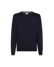SUN68 Maglia Uomo K45141 ROUND SWEATER DOUB AI 25/26 lana con dettagli stripes 07 NAVY BLUE