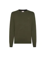 SUN68 Maglia Uomo K45141 ROUND SWEATER DOUB AI 25/26 lana con dettagli stripes 74 MILITARE scuro