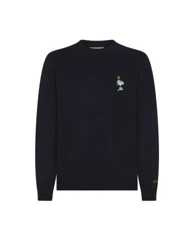 SUN68 Maglia Uomo K45180 SWEATER PEANTUS AI 25/26 lana con patch applicata 07 NAVY BLUE SUN68 Maglia Uomo K45180 SWEATER PEANTUS AI 25/26 lana con patch applicata 07 NAVY BLUE