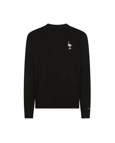 SUN68 Maglia Uomo K45180 SWEATER PEANTUS AI 25/26 lana con patch applicata 11 NERO SUN68 Maglia Uomo K45180 SWEATER PEANTUS AI 25/26 lana con patch applicata 11 NERO