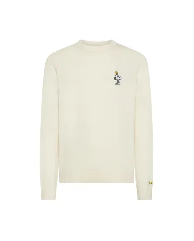 SUN68 Maglia Uomo K45180 SWEATER PEANTUS AI 25/26 lana con patch applicata 31 BIANCO PANNA SUN68 Maglia Uomo K45180 SWEATER PEANTUS AI 25/26 lana con patch applicata 31 BIANCO PANNA