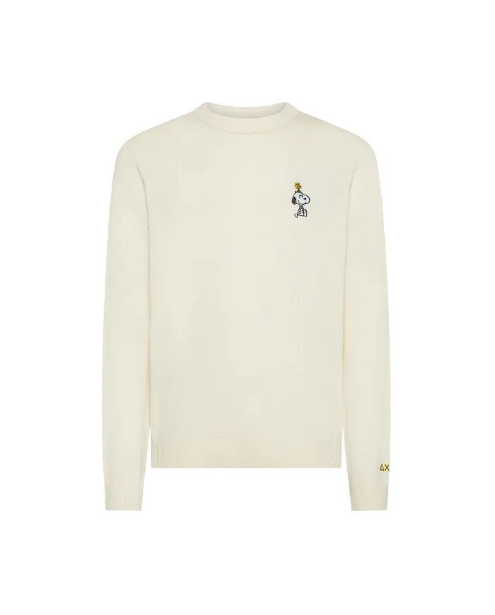 SUN68 Maglia Uomo K45180 SWEATER PEANTUS AI 25/26 lana con patch applicata 31 BIANCO PANNA SUN68 Maglia Uomo K45180 SWEATER PEANTUS AI 25/26 lana con patch applicata 31 BIANCO PANNA