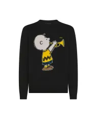 SUN68 Maglia Uomo K45181 SWEATER ON CHEST AI 25/26 lana con motivo applicato 11 NERO