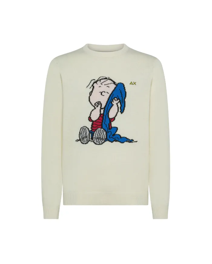SUN68 Maglia Uomo K45181 SWEATER ON CHEST AI 25/26 lana con motivo applicato 31 BIANCO PANNA SUN68 Maglia Uomo K45181 SWEATER ON CHEST AI 25/26 lana con motivo applicato 31 BIANCO PANNA
