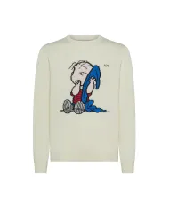 SUN68 Maglia Uomo K45181 SWEATER ON CHEST AI 25/26 lana con motivo applicato 31 BIANCO PANNA