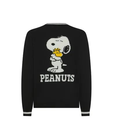 SUN68 Cardigan Uomo K45184 CARDIGAN PEANTUS AI 25/26 lana con peantus applicato sul retro 11 NERO SUN68 Cardigan Uomo K45184 CARDIGAN PEANTUS AI 25/26 lana con peantus applicato sul retro 11 NERO