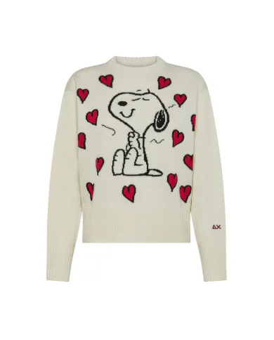 SUN68 Maglia Donna K45281 SWEAT OVER PEANTUS AI 25/26 lana con ricamo lavorato 31 BIANCO PANNA SUN68 Maglia Donna K45281 SWEAT OVER PEANTUS AI 25/26 lana con ricamo lavorato 31 BIANCO PANNA