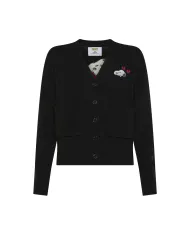 SUN68 Cardigan Donna K45282 CARDIGAN PEANTUS AI 25/26 lana con ricamo applicato sul retro 11 NERO