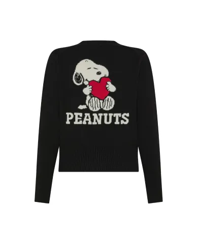 SUN68 Cardigan Donna K45282 CARDIGAN PEANTUS AI 25/26 lana con ricamo applicato sul retro 11 NERO SUN68 Cardigan Donna K45282 CARDIGAN PEANTUS AI 25/26 lana con ricamo applicato sul retro 11 NERO