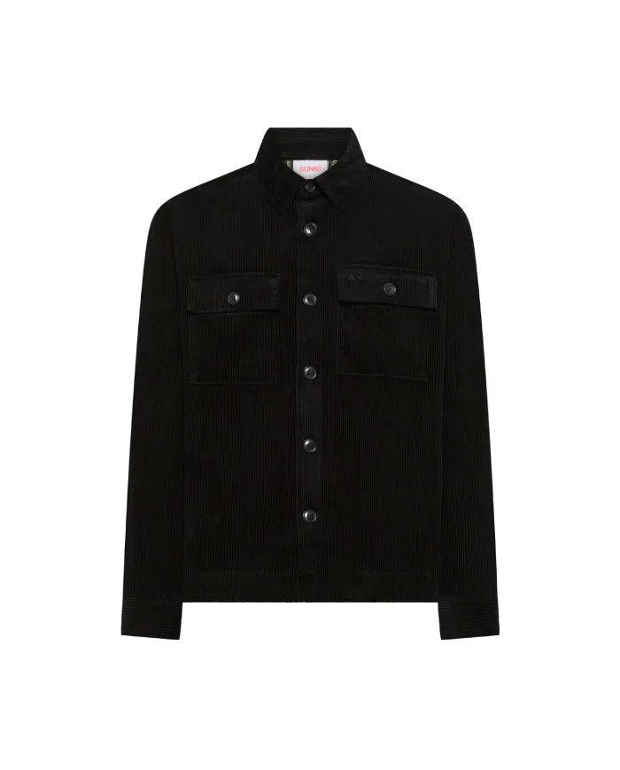 SUN68 Overshirt Uomo S45111 OVERSHIRT CORDUROY AI 25/26 cotone lavorato a costine 11 NERO SUN68 Overshirt Uomo S45111 OVERSHIRT CORDUROY AI 25/26 cotone lavorato a costine 11 NERO