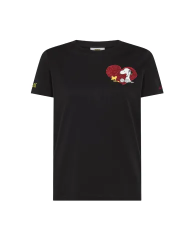 SUN68 T-shirt Donna T45220 T-SHIRT PEANTUS AI 25/26 cotone con patch peantus applicata 11 NERO SUN68 T-shirt Donna T45220 T-SHIRT PEANTUS AI 25/26 cotone con patch peantus applicata 11 NERO