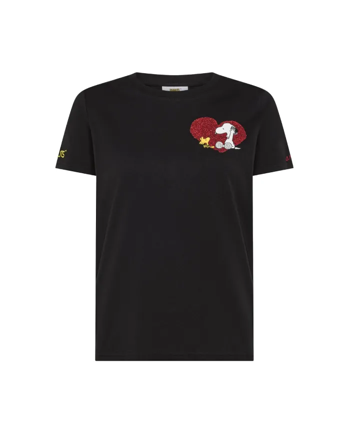 SUN68 T-shirt Donna T45220 T-SHIRT PEANTUS AI 25/26 cotone con patch peantus applicata 11 NERO SUN68 T-shirt Donna T45220 T-SHIRT PEANTUS AI 25/26 cotone con patch peantus applicata 11 NERO