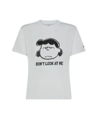 SUN68 T-shirt Donna T45221 T-SHIRT OVER PEANT AI 25/26 cotone con stampa 01 BIANCO