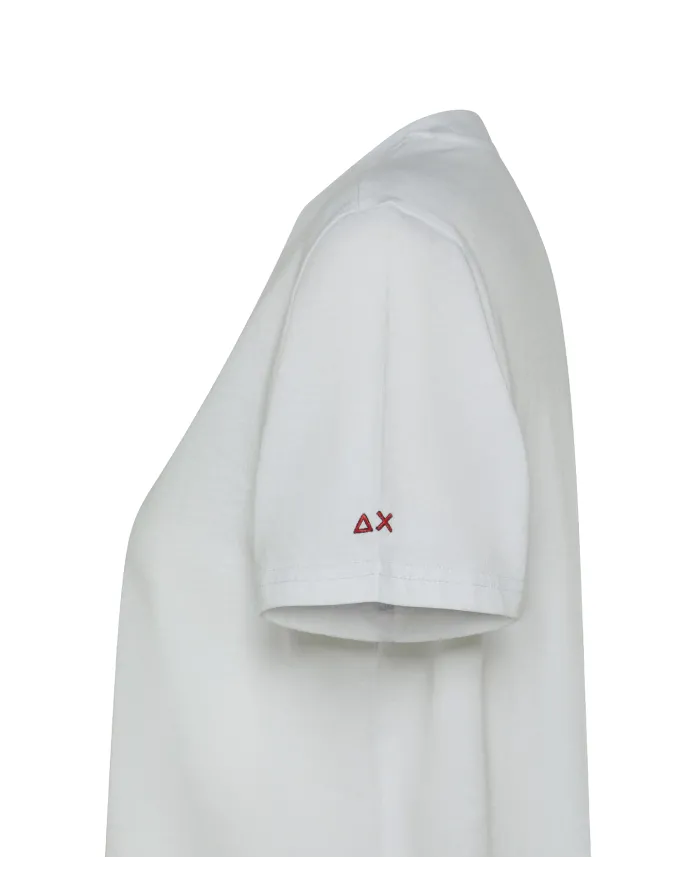 SUN68 T-shirt Donna T45221 T-SHIRT OVER PEANT AI 25/26 cotone con stampa 01 BIANCO SUN68 T-shirt Donna T45221 T-SHIRT OVER PEANT AI 25/26 cotone con stampa 01 BIANCO
