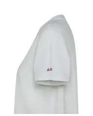 SUN68 T-shirt Donna T45221 T-SHIRT OVER PEANT AI 25/26 cotone con stampa 01 BIANCO