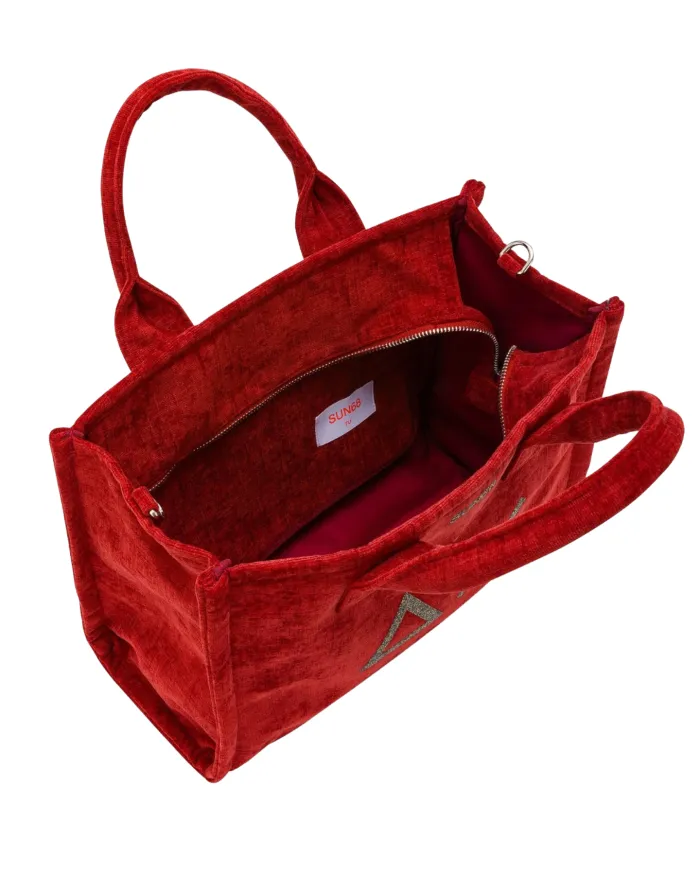 SUN68 Borsa Donna X45203 CALI AI 25/26 stile shopping con patch logata 10 ROSSO