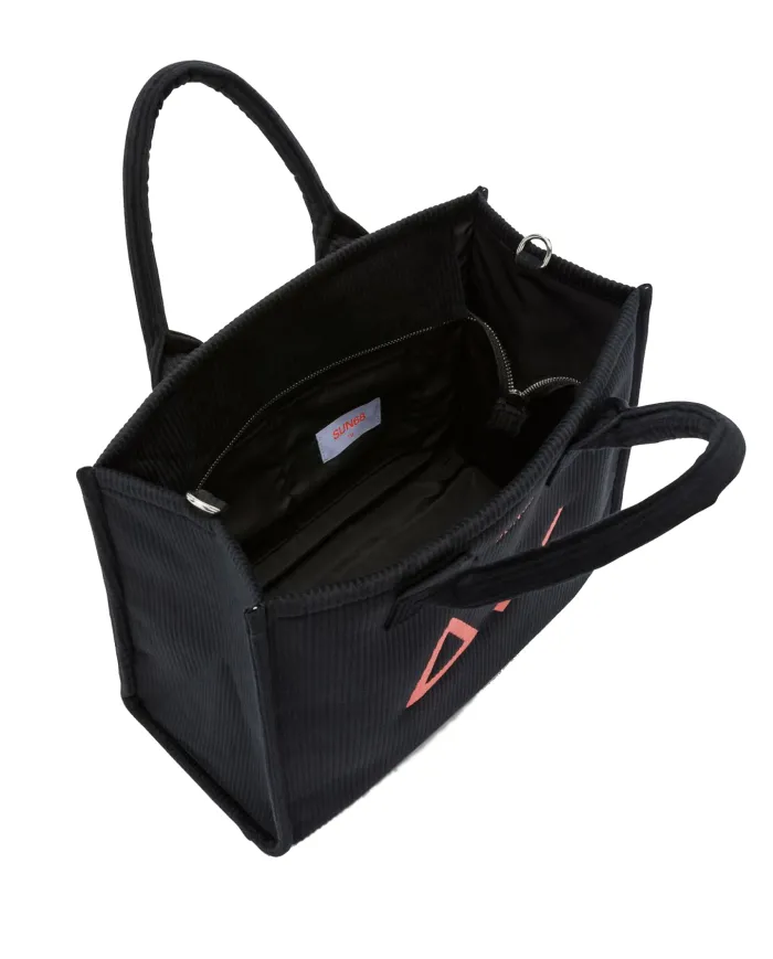 SUN68 Borsa Donna X45209 CALI AI 25/26 stile shopping con motivo a costine 11 NERO