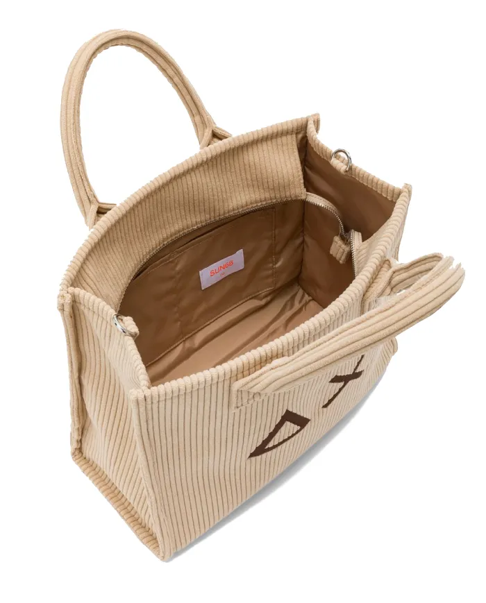 SUN68 Borsa Donna X45209 CALI AI 25/26 stile shopping con motivo a costine 16 BEIGE