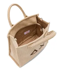 SUN68 Borsa Donna X45209 CALI AI 25/26 stile shopping con motivo a costine 16 BEIGE