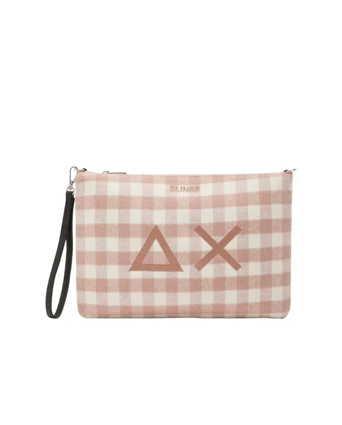 SUN68 Pochette Donna X45212 AI 25/26 lana con motivo a quadri 04 ROSA